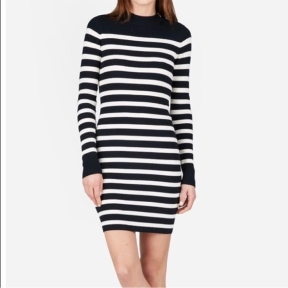 Everlane Dresses & Skirts - EVERLANE The Breton Ribbed Cotton Sweater Navy White Stripe Knit Dress‎ Large